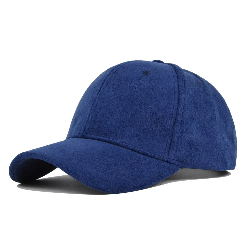 Imitation Suede Solid Color Hard Top Baseball Hat Simple Lamb Wool Cap Outdoor Sports Cap Curved Brim Shade
