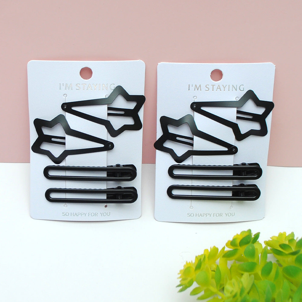 Black Hairpin Duck Clip Temperament Bb Clip Set Japanese and Korean Simple Bangs Clip Forehead Small Clip Headdress