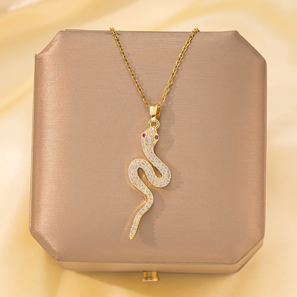 Copper Pendant Titanium Steel Necklace for Women Slightly Inlaid Zircon Pendant Girl Necklace