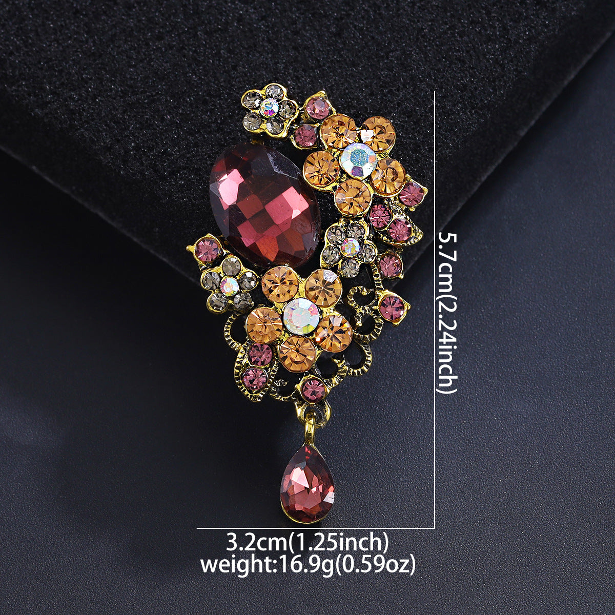 Fashion Temperament Crystal Brooch Elegant Luxury High-end Cheongsam Accessories Pin Glass Fringed Pendant Suit Corsage