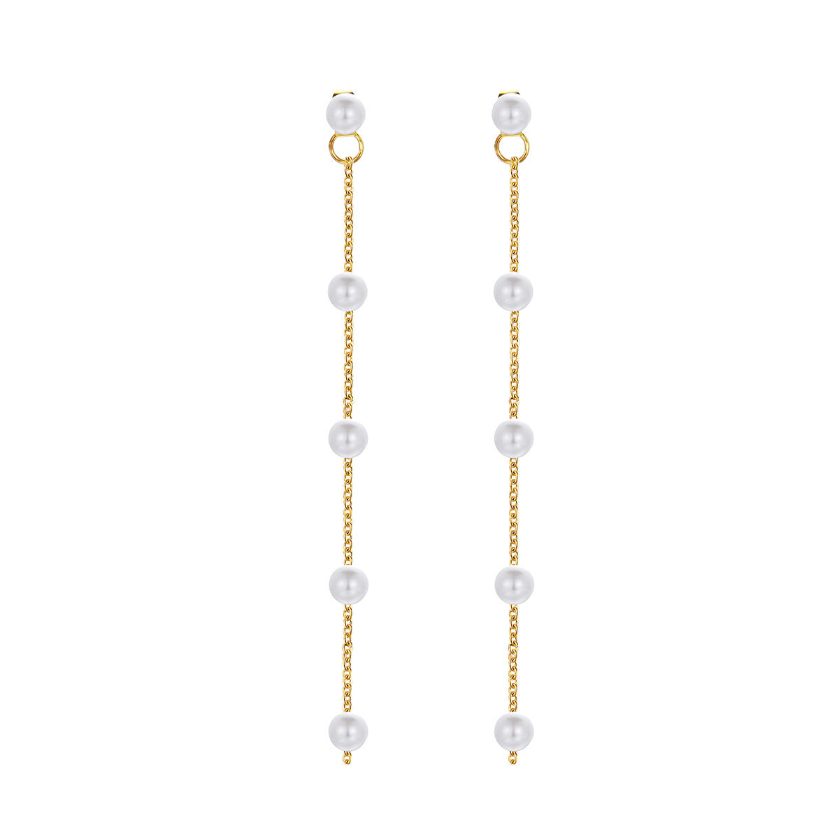 Beaded New French Retro Earrings Temperament Long Simple Pearl Fringed Earrings Women