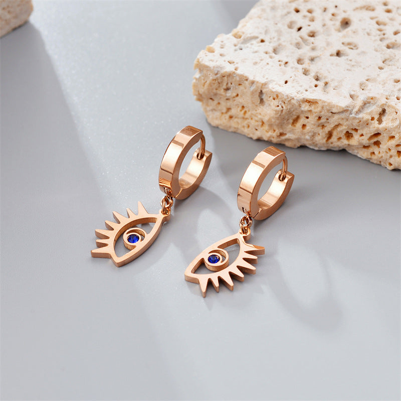Fashion Titanium Steel Does Not Fade Short Ear Buckle Simple Geometric Rose Gold Earrings Stud Earrings