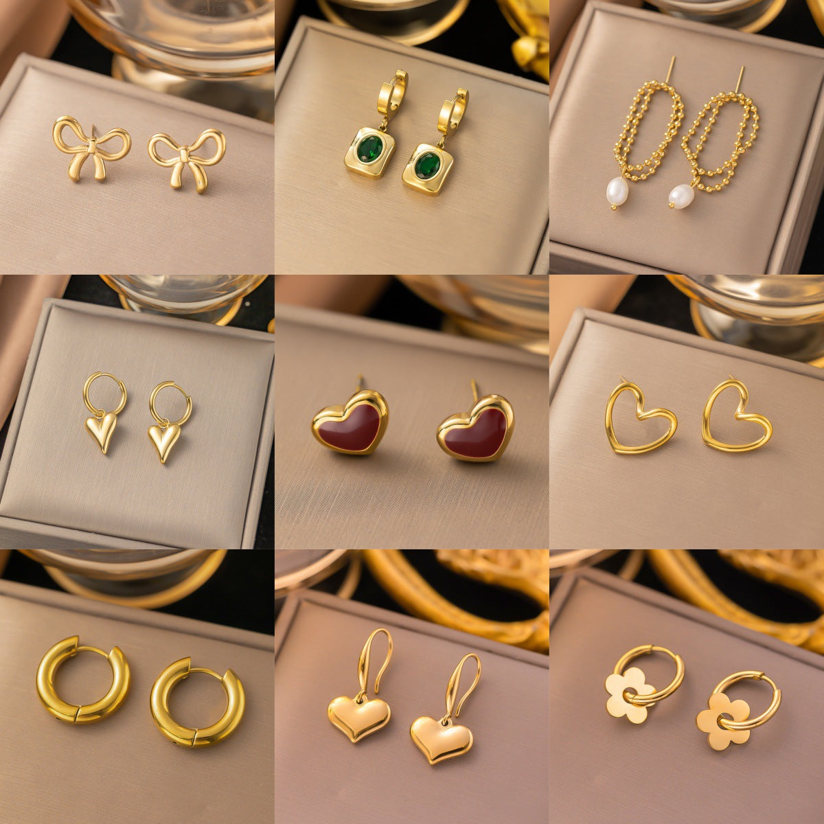 Simple 18k Gold-plated Stainless Steel Circle Earrings Simple Gold-plated Men's and Women's Models