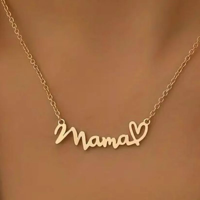 European and American Fashion Creative Design Mother's Day Gift Stainless Steel Mama Letter Pendant Necklace