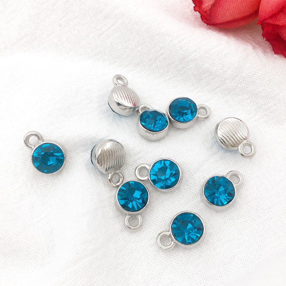 Alloy Diamond Twelve Birthday Stone Small Pendant Star Stone Lucky Stone Birthday Stone DIY Pendant 7mm Jewelry Accessories