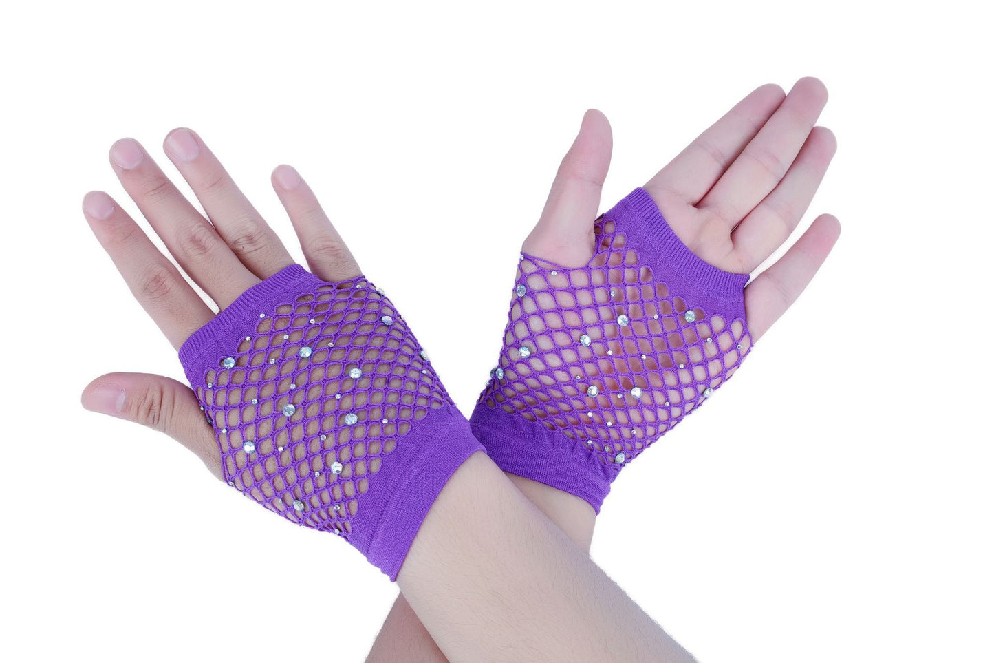 European and American Fashion Flash Diamond Short Sex Fishing Net Gloves Party Punk Decorative Half-finger Gloves Wholesale