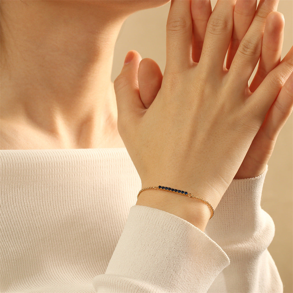 European and American Ins Tide Copper Inlaid Micro Zirconium Bracelet Women's Small Fresh Adjustable Pull Color Zircon Box Chain