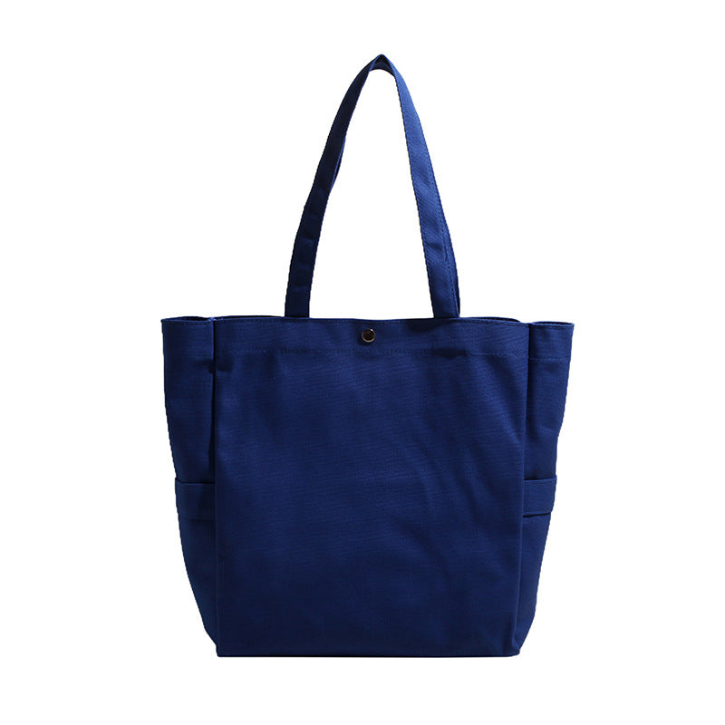 Canvas Bag Korean Version of Foreign Trade Literature and Art Solid Color Large Capacity Shoulder Tote Bag To Work Versatile Ins Women's Commuter Bag