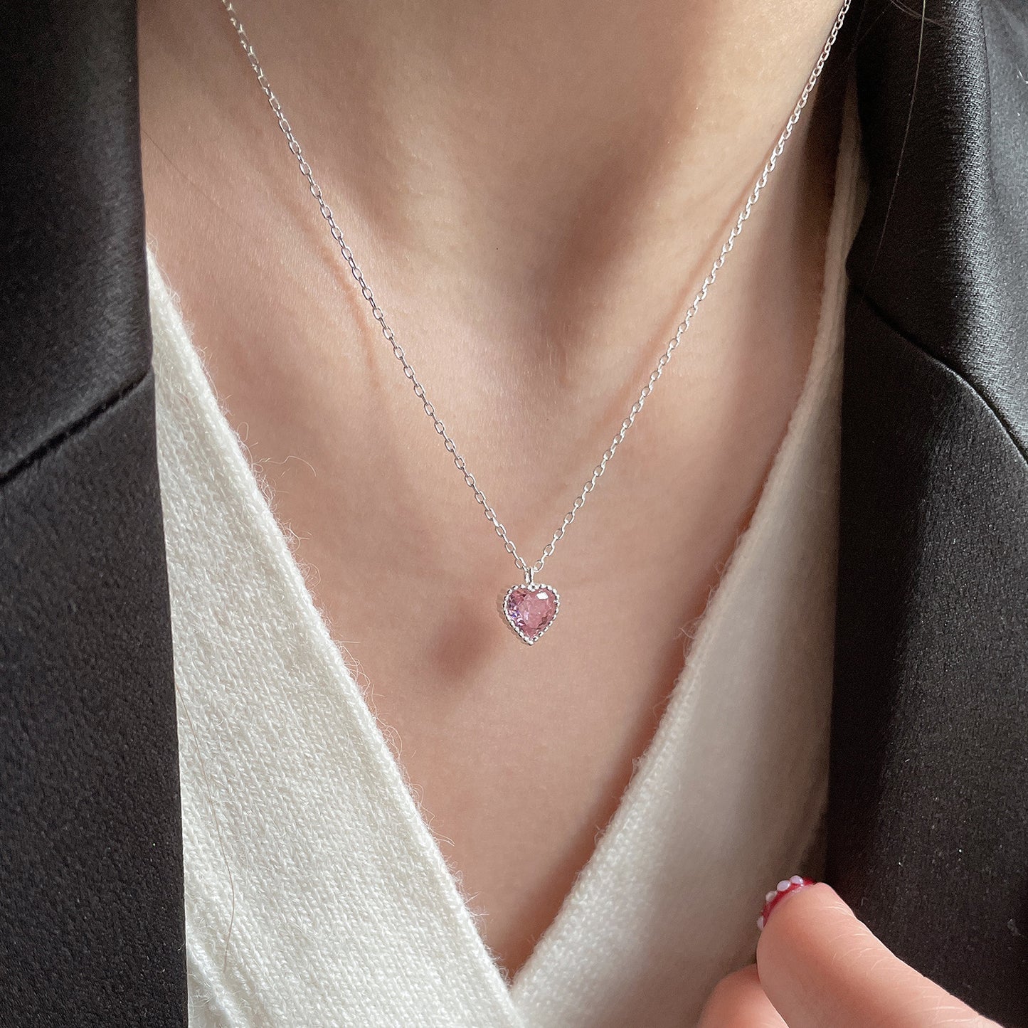 925 Silver Love Necklace Women's Summer High Sense Design Sense Niche Light Luxury Collarbone Chain Neck Chain