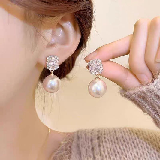 Fashion High Sense Simple Pearl Earrings Elegant Retro Style New Chinese Earrings Silver Needle