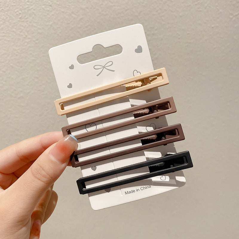 Black and White Checkerboard Hairpin Seamless Hairpin Broken Hair Bangs Side Clip Female Korean Duck Bill Clip One-word Clip