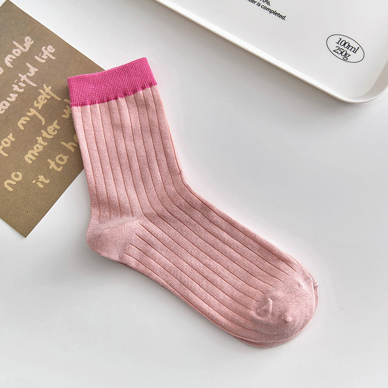 Socks Women's Summer Medium Tube Socks Dopamine Candy Color Korean Spring and Autumn Stacking Socks