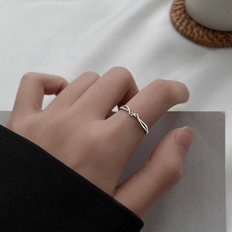 Korean Version 925 Sterling Silver Plain Ring, Women's Non-fading Ins Style Light Luxury High-end Sense Versatile Opening Adjustment Index Finger Ring