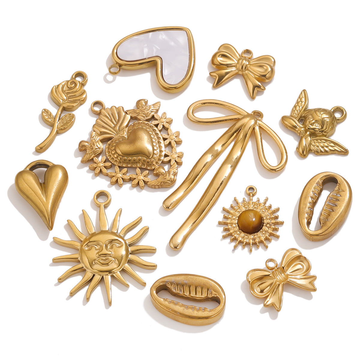 Stainless Steel New Personalized Retro Three-dimensional Sun Love Pendant DIY Stainless Steel Necklace Accessories Wholesale