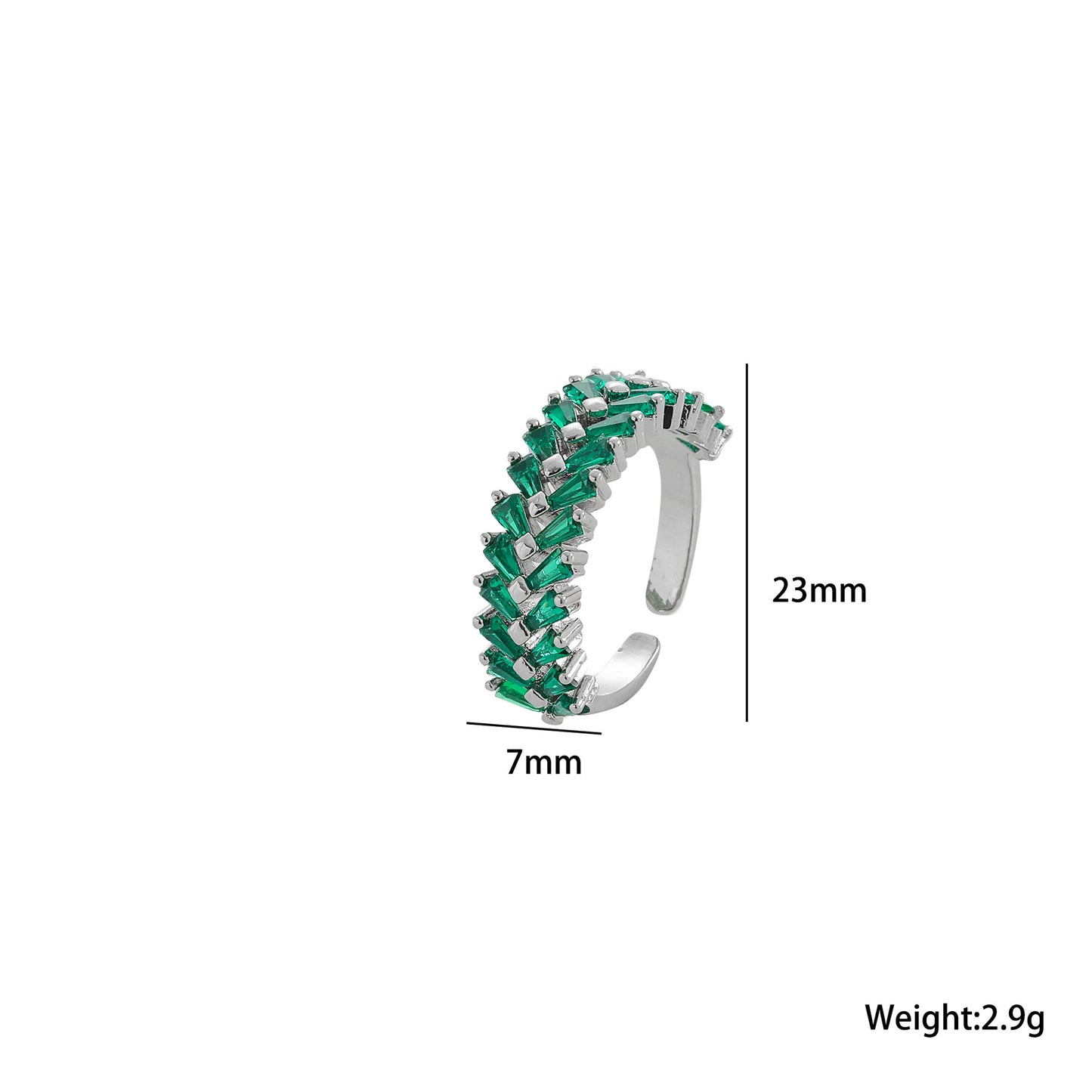 European and American Fashion Temperament Double Row Diamond Zircon Opening Adjustable Ring Female Internet Celebrity Ins Ring Hand Jewelry