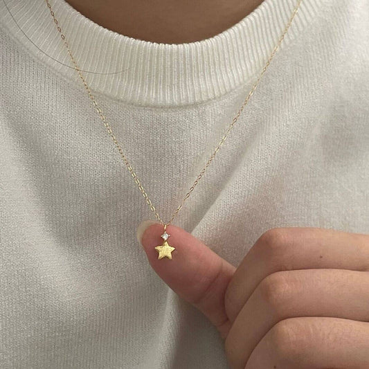 925 Silver Star Collarbone Chain Women's Simple Chinese Niche Light Luxury High-end Five-pointed Star Collarbone Chain Accessories