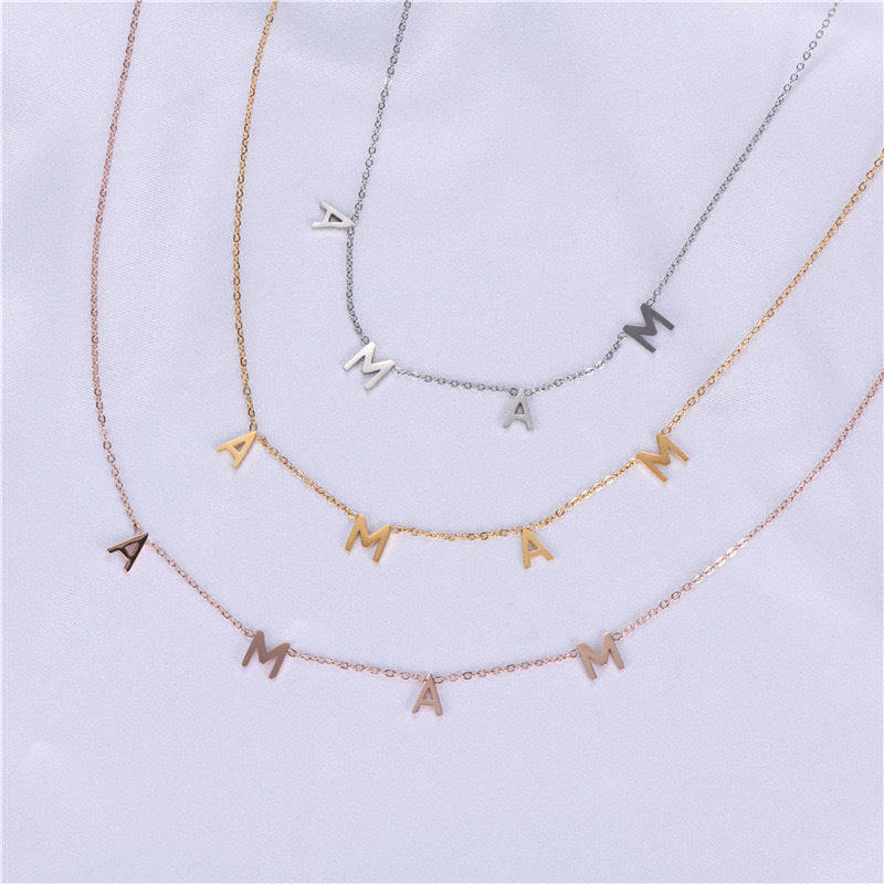 Europe and The United States Hot-selling Stainless Steel Necklace MAMA Welding Small Letters Simple High-end Mother's Day Gift Necklace