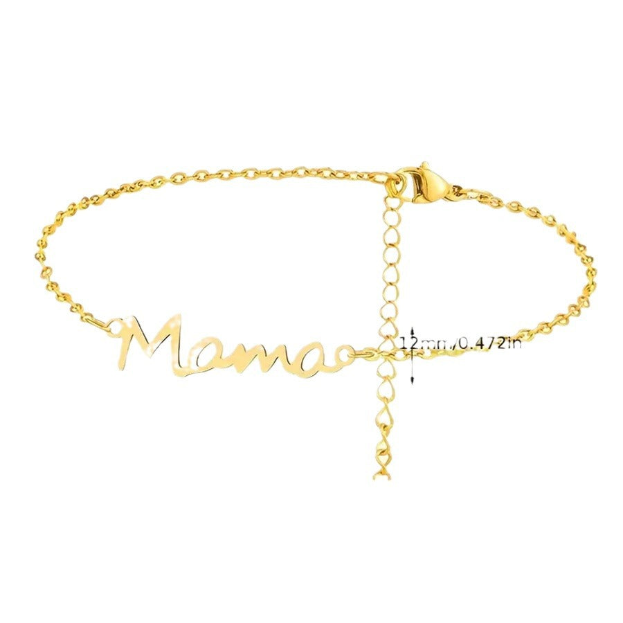 Stainless Steel Letter Bracelet European and American Fashion Personalized Bracelet Mother's Day Gift