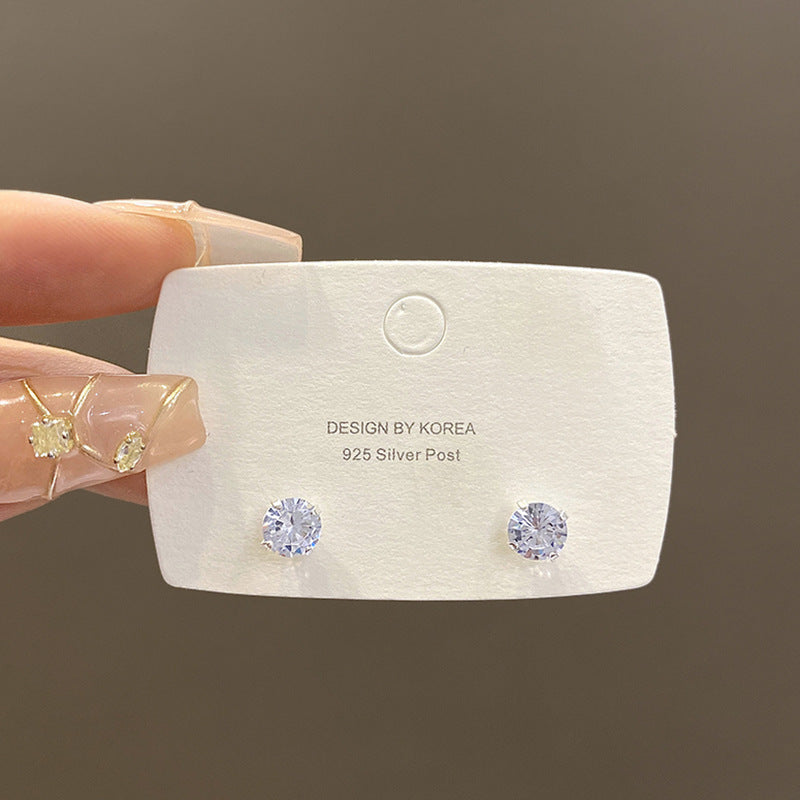 S925 Silver Needle Simple Ear Hole Earrings, Women's Small and Versatile Commuting Temperament Earrings, No Need To Pick Ear Accessories When Sleeping