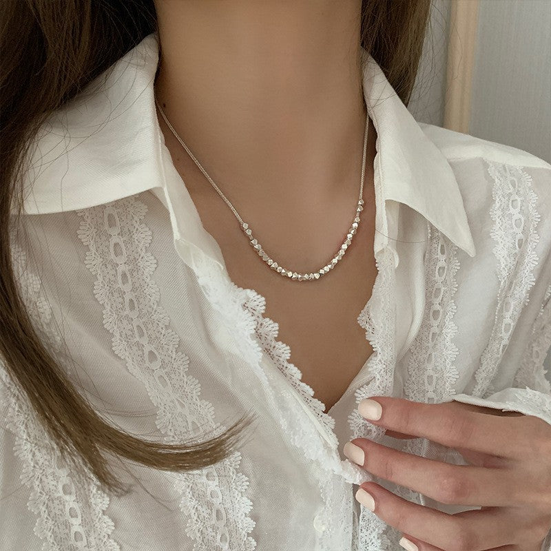 925 Silver Love Necklace Women's Summer High Sense Design Sense Niche Light Luxury Collarbone Chain Neck Chain