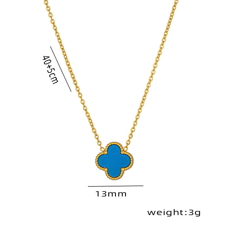 Four-leaf Clover Necklace 13MM Bracelet Stud Earrings Three-piece Set Versatile Lucky Four-leaf Clover Five-flower Bracelet Collarbone Chain Earrings