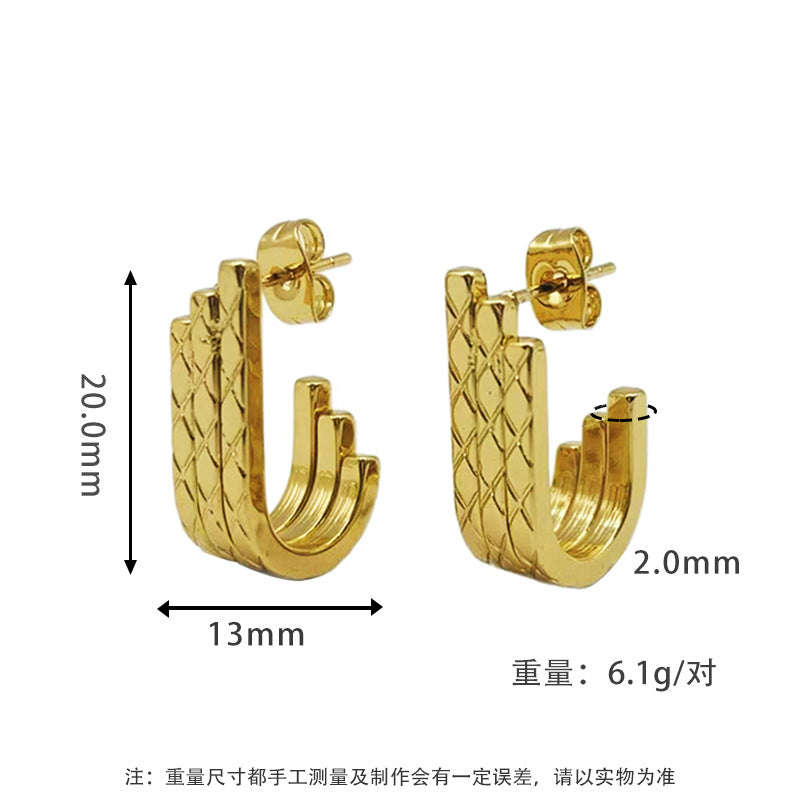 New European and American Earrings Light Luxury High-end Ear Jewelry Ins Titanium Steel U-shaped Ear Buckle