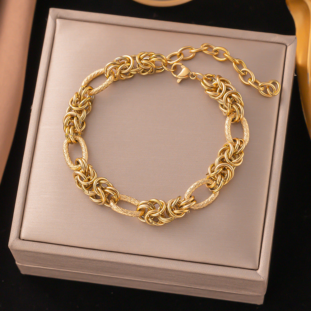 European and American Trend Retro Cold Wind Stainless Steel Accessories Fashion Hip Hop Street Titanium Steel Bracelet Women's Jewelry Women