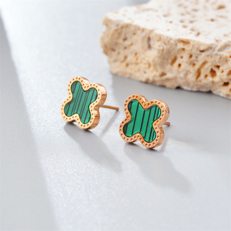 Fashion Titanium Steel Does Not Fade Short Ear Buckle Simple Geometric Rose Gold Earrings Stud Earrings