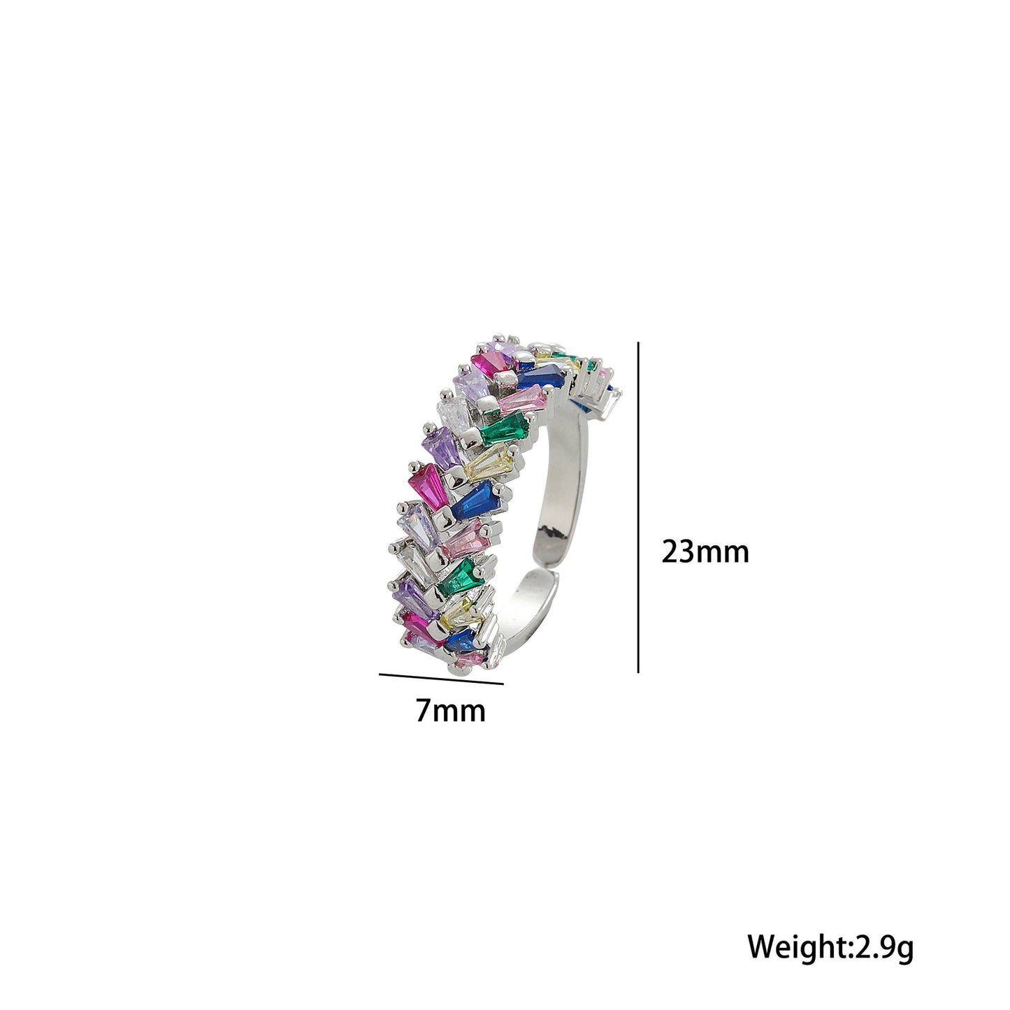 European and American Fashion Temperament Double Row Diamond Zircon Opening Adjustable Ring Female Internet Celebrity Ins Ring Hand Jewelry