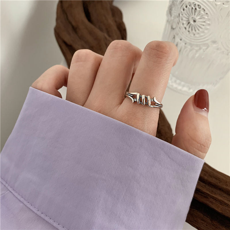 Heavy Industry Ring Female Ins Does Not Fade Fashion Personality Retro Cold Wind Niche Gemstone Open Index Finger Ring Tide