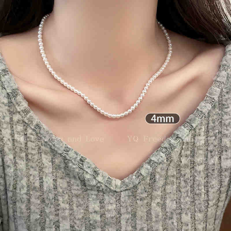 Aobai Magnetic Buckle Round Pearl Necklace Female Fashion Celebrity Neck Chain Temperament Design Advanced Sense Collarbone Chain