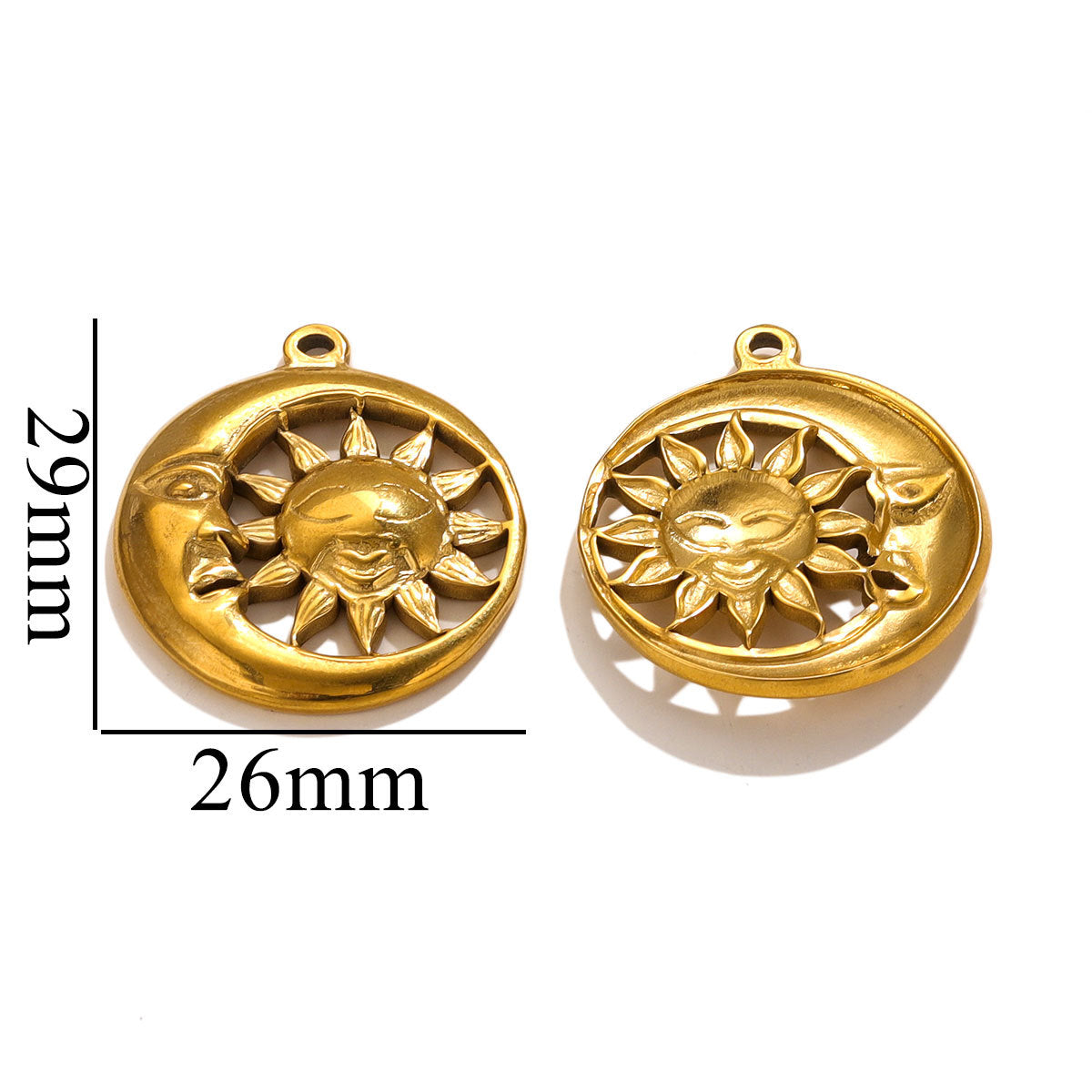 Vintage European and American Stainless Steel Smiley Face Sun and Moon Pendant, Titanium Steel DIY Pendant Necklace Handmade Accessories