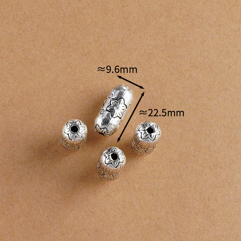Silver Jewelry Bead Partition Accessories DIY Bracelet Handmade Beading Accessories Running Ring Accessories Thai Silver Chiang Mai Silver Large Bead Partition
