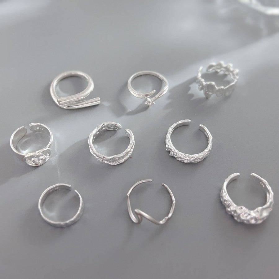 Korean Version 925 Sterling Silver Plain Ring, Women's Non-fading Ins Style Light Luxury High-end Sense Versatile Opening Adjustment Index Finger Ring