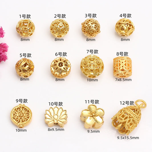 Ancient Gold Beads Loose Beads Sand Gold Transfer Beads DIY Bracelet Accessories Bracelet Beads, Hollow Accessories Beads