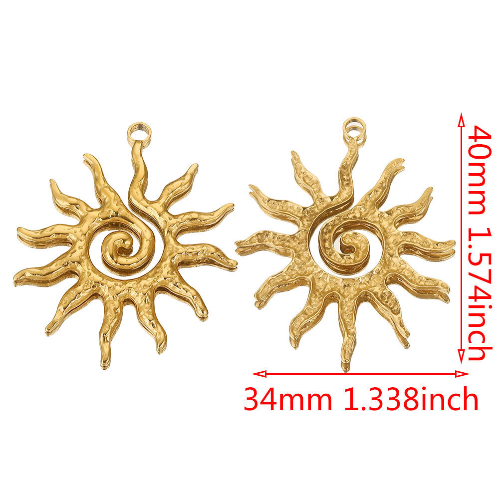 Vintage European and American Stainless Steel Smiley Face Sun and Moon Pendant, Titanium Steel DIY Pendant Necklace Handmade Accessories