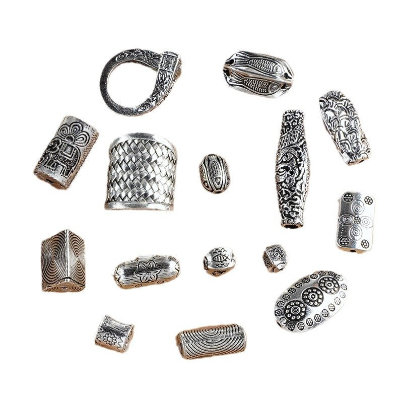 Silver Jewelry Bead Partition Accessories DIY Bracelet Handmade Beading Accessories Running Ring Accessories Thai Silver Chiang Mai Silver Large Bead Partition