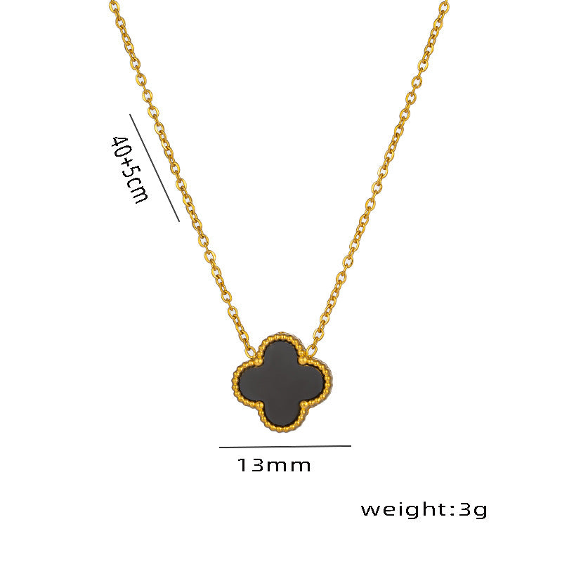 Four-leaf Clover Necklace 13MM Bracelet Stud Earrings Three-piece Set Versatile Lucky Four-leaf Clover Five-flower Bracelet Collarbone Chain Earrings