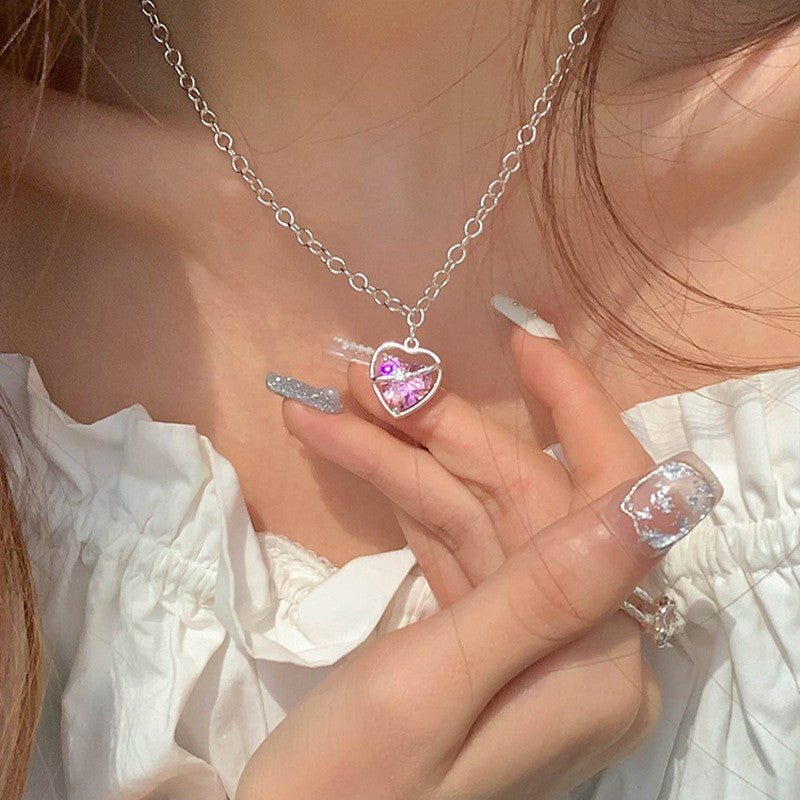 925 Silver Love Necklace Women's Summer High Sense Design Sense Niche Light Luxury Collarbone Chain Neck Chain