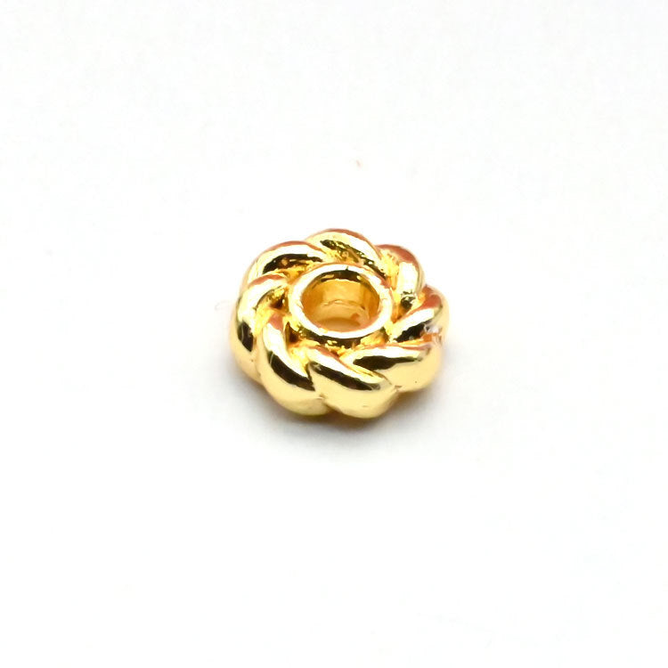 Color-retaining Gold Beads 18k Gold Twist Beads Flat Beads, Handmade DIY Jewelry Accessories Necklace Bracelet Beaded Material