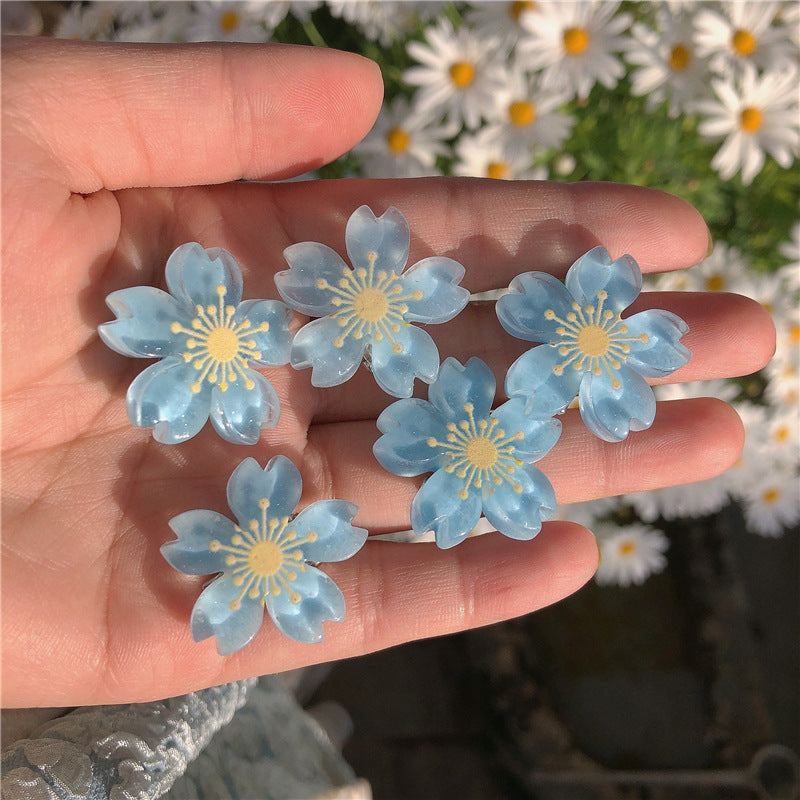 Pink Sweet Cherry Blossom Hairpin Side Girl Bangs Broken Hairpin Girl Flower Hair Band Back Head Female Hair Accessories
