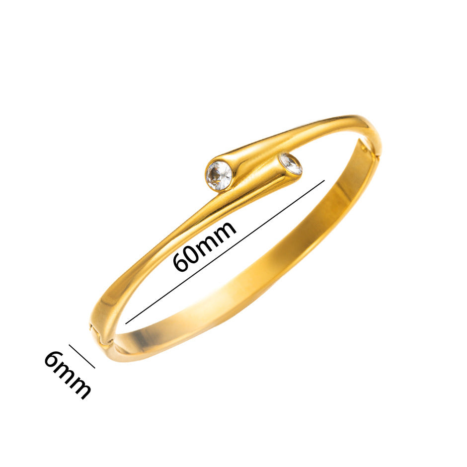 Titanium Steel Extremely Simple Bracelet Hot Sale Advanced Sensor Vacuum Furnace Electroplating Glossy Stainless Steel Bracelet