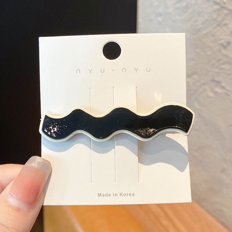 Black and White Checkerboard Hairpin Seamless Hairpin Broken Hair Bangs Side Clip Female Korean Duck Bill Clip One-word Clip