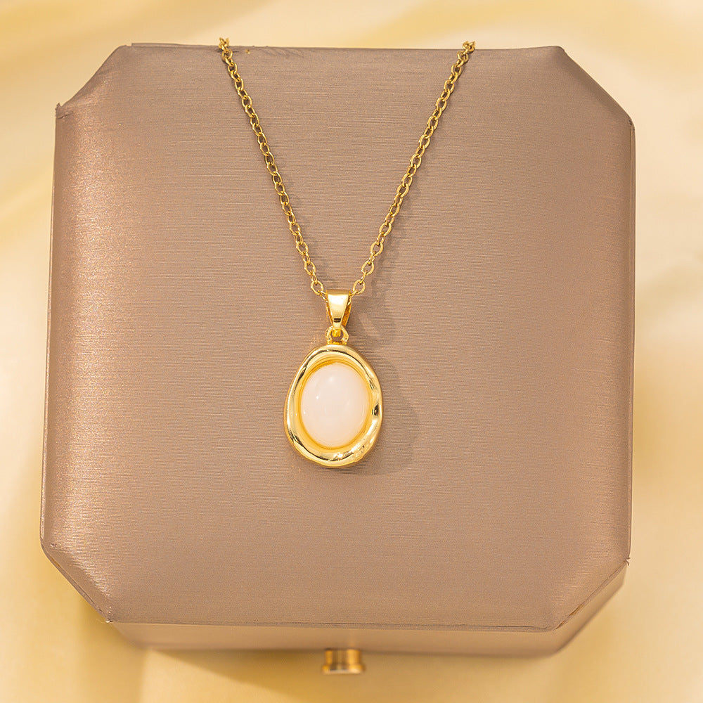 Copper Pendant Titanium Steel Necklace for Women Slightly Inlaid Zircon Pendant Girl Necklace