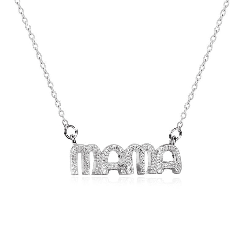 MOM Mother's Day Necklace, Simple and Versatile English Letter Necklace Mom Pendant Collarbone Chain Creative Holiday Gift
