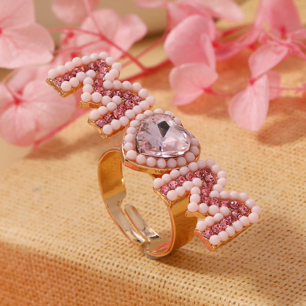 European and American Fashion Light Luxury Style Alloy Diamond MOM Love Letter Earrings Fashion Light Luxury Style Imitation Pearl Earrings Women