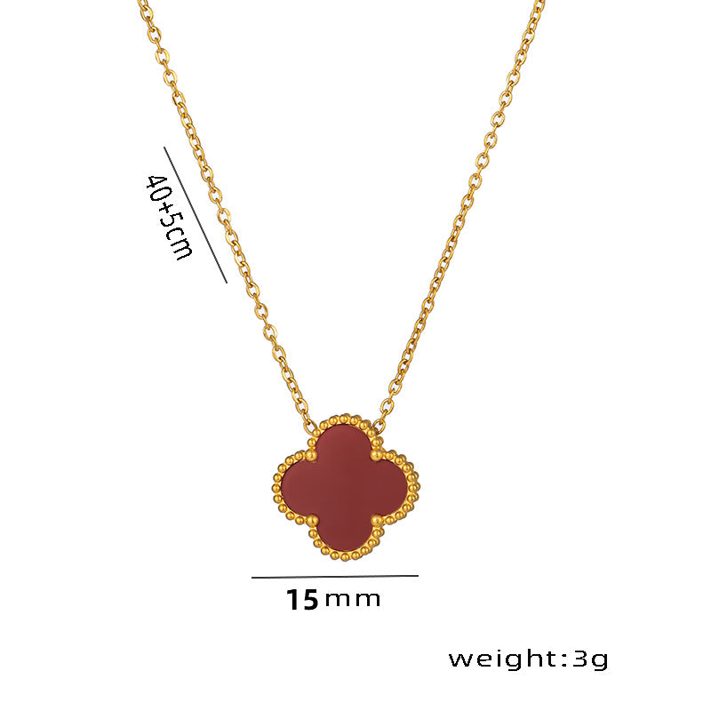 Non-fading High-quality Jewelry Double-sided Four-leaf Clover Necklace Women's Live Broadcast Hot-selling Titanium Steel Collarbone Chain Wholesale