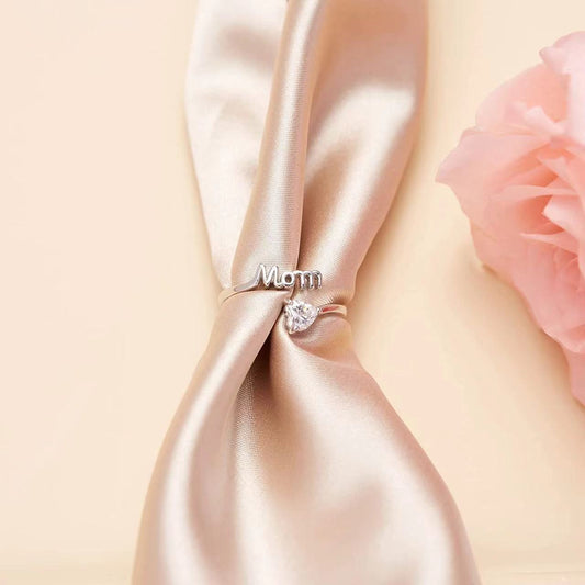 European and American New Jewelry, Creative and Simple Diamond-set MOM Opening Adjustable Women's Zircon Family Mother's Day Ring