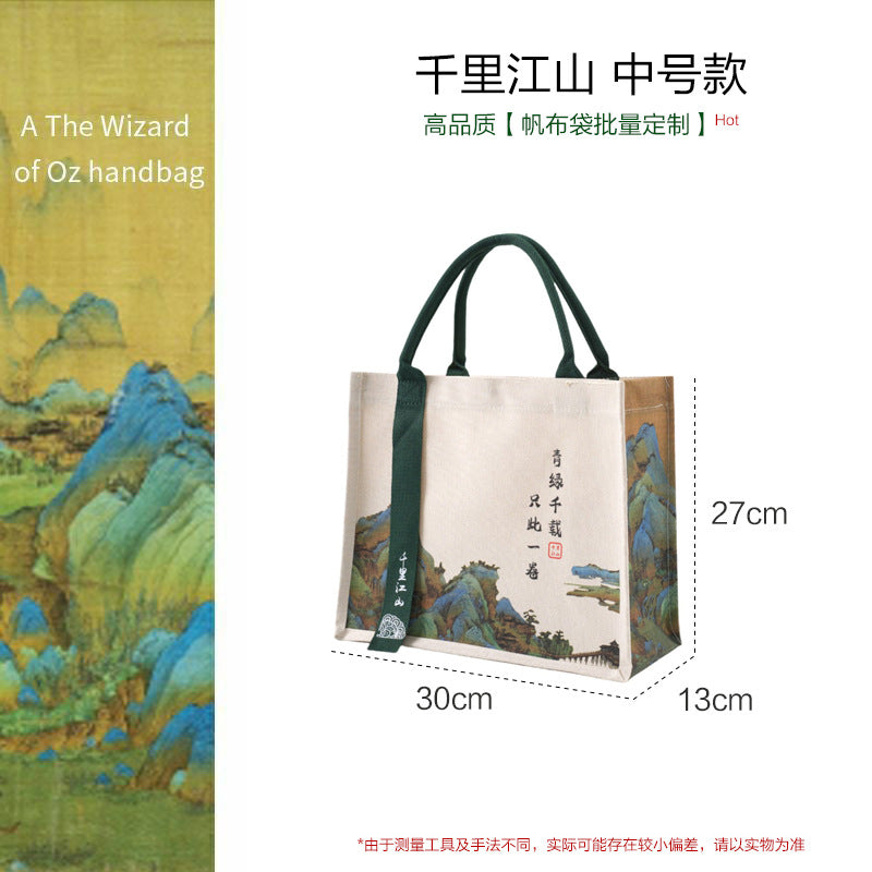 Blank Canvas Bag with Logo One Shoulder Portable Cotton Bag Student Shopping Hand-painted Zipper Canvas Bag Customization