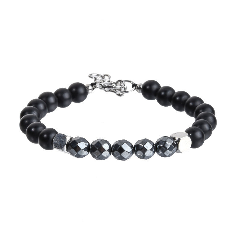 Stainless Steel Chain Copper Beads European and American Men's Bracelet Agate Crystal Tiger's Eye Beaded Jewelry Factory